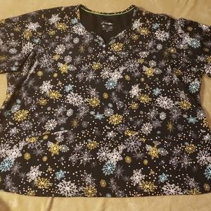 Winter Snowflake Scrub Top